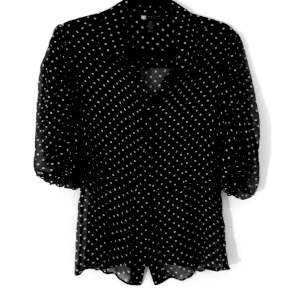Carol Little black/white dot top. Size M